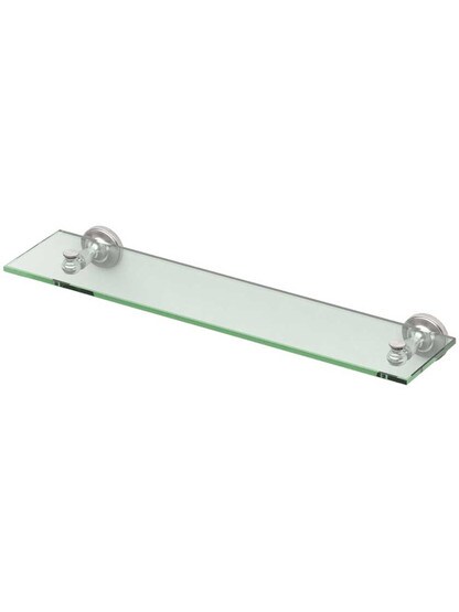 Tavern Glass Bathroom Shelf in Satin Nickel.